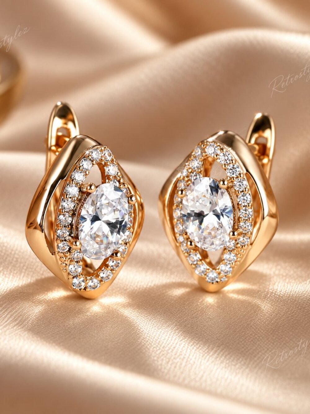 2ct Diamond Womens 14K Gold Hanging Drop Earrings Ladies 14 K Silver Jewelry NEW